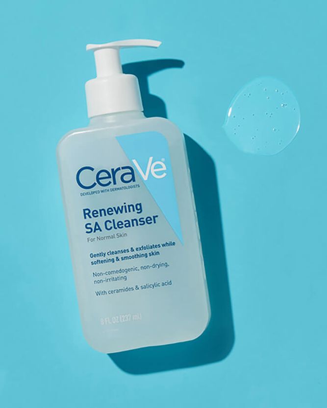Renewing SA Cleanser CeraVe Renewing SA Cleanser provides gentle,exfoliation without harsh microbeads that can scratch your skin.