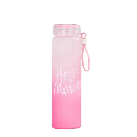 Image of Frosted Glass Water Bottle With Hello Master Decal Logo – 400ml