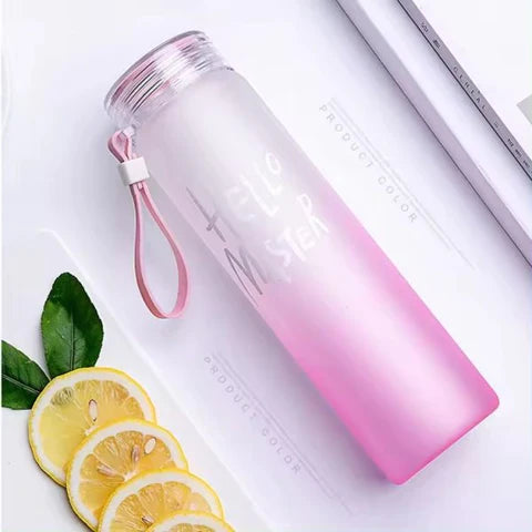 Image of Frosted Glass Water Bottle With Hello Master Decal Logo – 400ml
