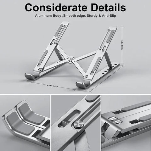 Image of Folding Adjustable Aluminum Laptop Stand + FREE POUCH