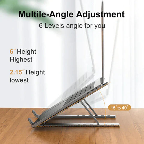 Image of Folding Adjustable Aluminum Laptop Stand + FREE POUCH