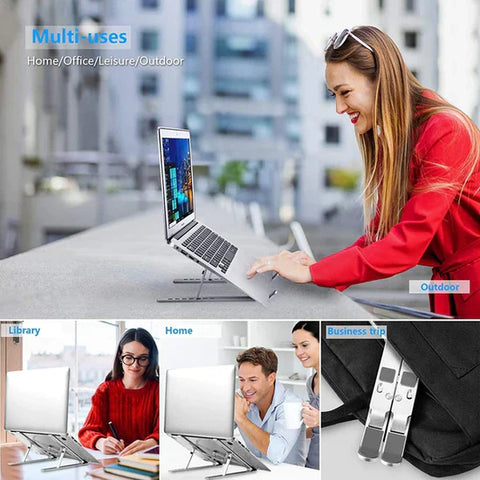 Image of Folding Adjustable Aluminum Laptop Stand + FREE POUCH