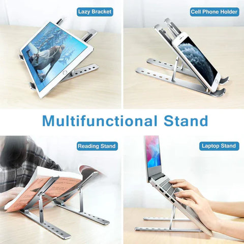 Image of Folding Adjustable Aluminum Laptop Stand + FREE POUCH