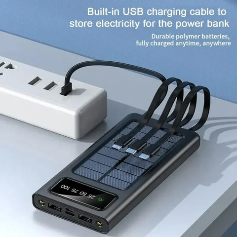 Image of Solar Powerbank 4 in 1 Fast Charging Cable - 10000 mAh