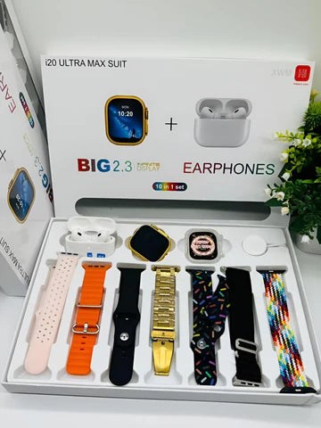 Image of I20 Ultra Max Suit Smart Watch 10 In 1 Box 2.3inch Large Screen With 7 Strips Smartwatch With Airpords2