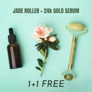 Jade Roller + 24k Gold Serum : Pack of 2
