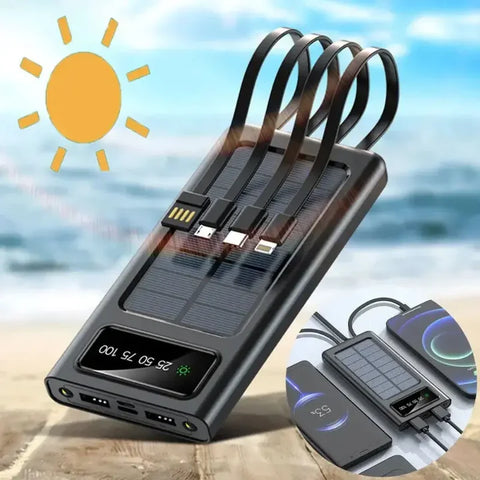 Image of Solar Powerbank 4 in 1 Fast Charging Cable - 10000 mAh