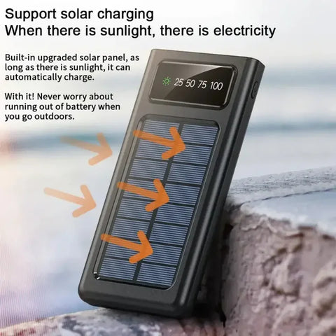 Image of Solar Powerbank 4 in 1 Fast Charging Cable - 10000 mAh