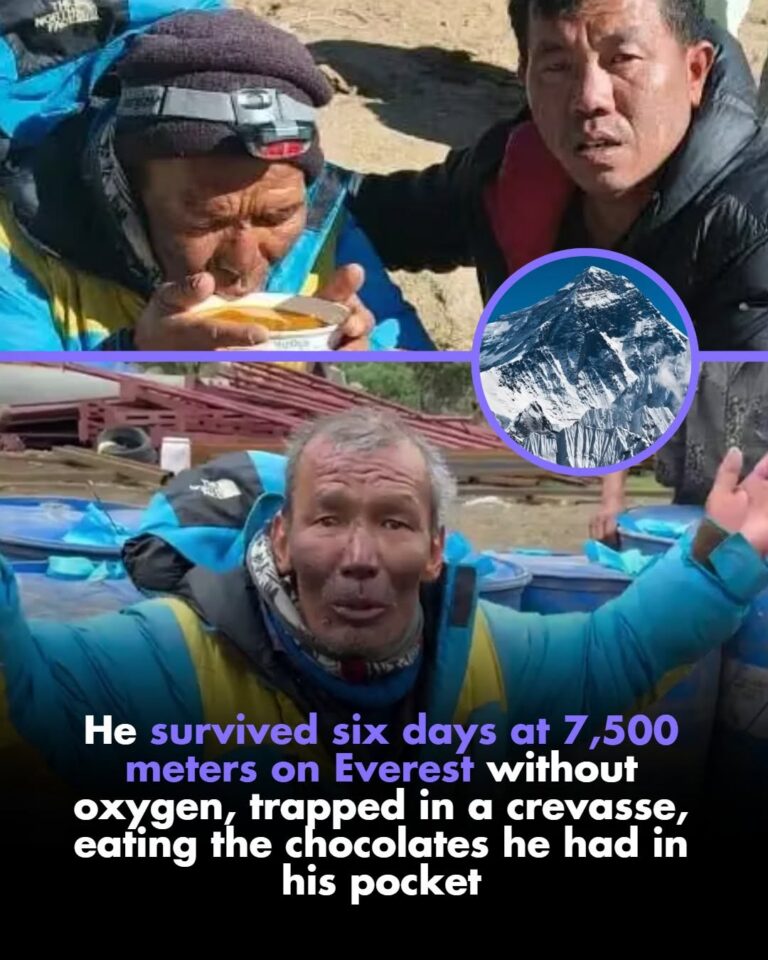 He survived six days at 7,500 meters on Everest without oxygen, trapped in a crevasse, eating the chocolates he had in his pocket