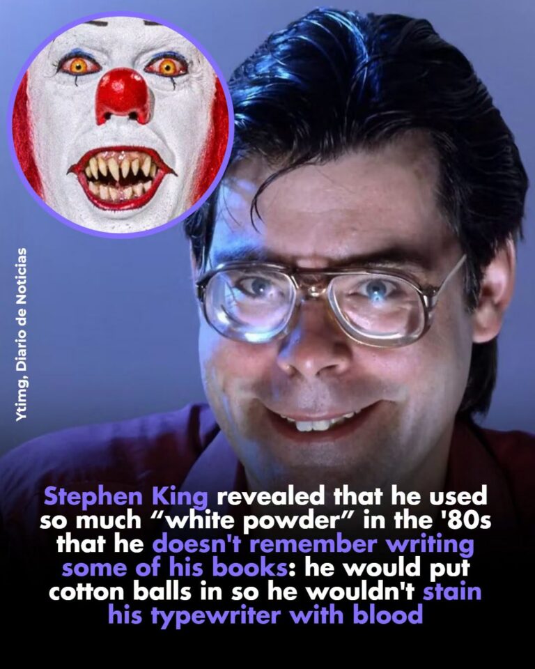 Stephen King revealed that he consumed so much “white powder” in the 80s that he doesn’t remember writing some of his books: he put cotton balls in so he wouldn’t stain his typewriter with blood